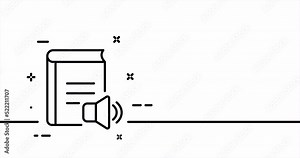 Audiobook. Reader, player, library, athenaeum, music, voice, paper, bibliography, audiobook. Education concept. One line drawing animation. Motion design. Animated technology logo. Video 4K