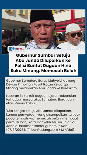 Gubernur Sumbar Dukung Proses Hukum Abu Janda Buntut Dugaan Hina Suku Minang: Ucapan Memecah Belah