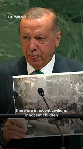 Turkish President Erdogan at UNGA: Gaza is facing "a policy of mass slaughter", not war