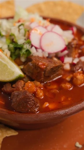 Did you know you can make pozole in just minutes!??? Well let me show you how and it’s seriously the BEST! Perfect for a small family 🥰 Ingredients: makes 6-8 servings preferably using a 8qt pressure cooker! 2 lbs pork shoulder;cut into bite size pieces 2 lbs country style pork ribs : cut into bite sizes 12 New Mexico or guajillo chile pods 2 chile ancho Chile árbol (optional) 50-75 oz precooked hominy 1/4 onion 4 garlic cloves 2 bay leaves 1 tbsp chicken bouillon 1 1/2 tsp ground cumin 2 tsp o