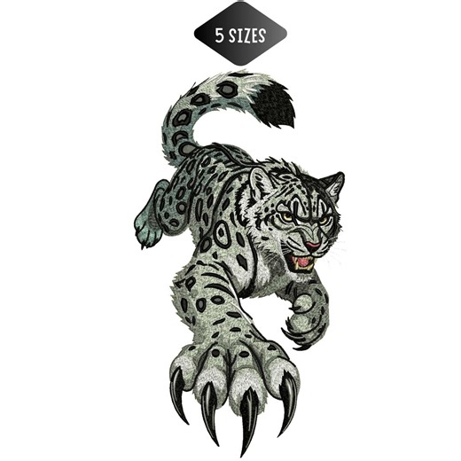 Pouncing Leopard Embroidery Design, Realistic Wild Cat Machine Embroidery Pattern, Detailed Leopard Claws Stitch File, Instant Download.