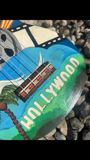 DIY ukulele by artist Cathy Gunter #ukuleleart #ukulele #ohanaukuleles #diy #diyukulele #hollywood | Ohana Ukuleles