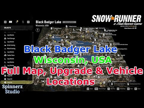 SnowRunner - Black Badger Lake Full Map - Upgrade Locations & Hidden Vehicle Location