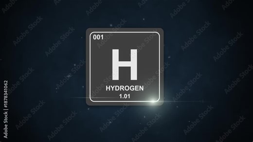 1 Hydrogen element symbol H 2D animation on modern periodic table background