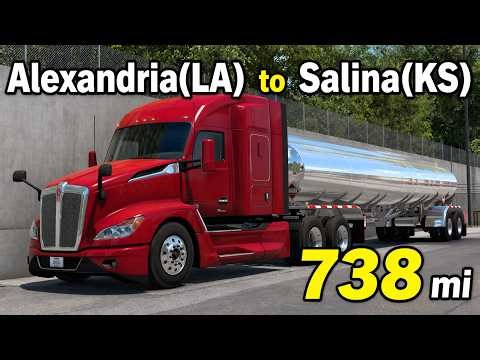 Alexandria(LA) to Salina(KS) Realistic Driving Kenworth T680 (ATS)