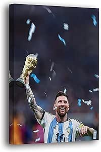 SpiritualHands Lionel Messi Poster, Canvas Messi Argentina Wall Art, Leo Messi Soccer Posters for Boys Bedroom, Fifa World Cup Poster Argentina Messi Memorabilia (World Cup Argentina No 17, 8" x 12" - Ready to Hang)