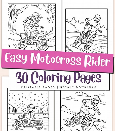 Motocross Coloring Pages for Kids: Dirt Bike Racing Printable Activity (PDF Download) - Etsy