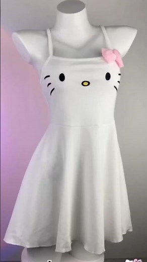 Kawaii Hello Kitty White Skater Dress | Aesthetic Sanrio Core Try-On 🎀✨