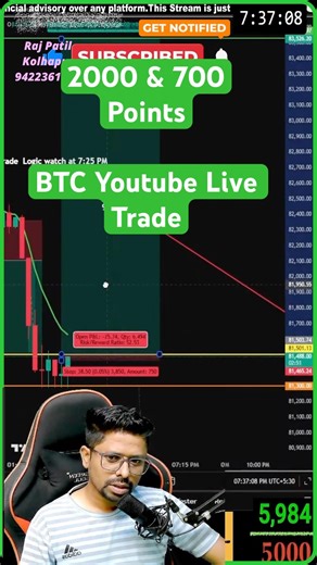 BTC 2000 + 700 Points Youtube Live Trade #livetrading #cryptolive #crypto