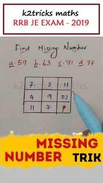 Missing Number Reasoning Questions | Find Missing Number Tricks #shorts #missingnumberreasoning