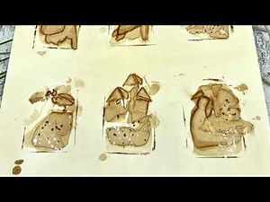 Tea bag art on tea stains