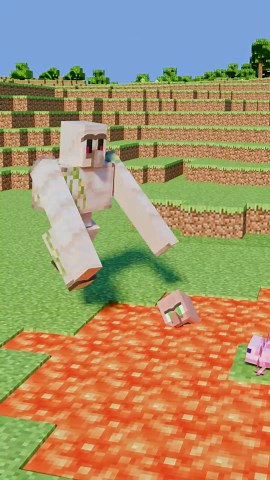 Iron Golem and Baby Villager Saves Axolotl | 3D Simulation
