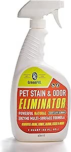 GREEN PIG Multi Surface Enzymatic Pet Stain & Odor Eliminator, All Natural, Safe, Environmentally Friendly, 1 Quart