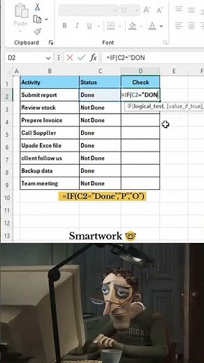 Smart excel trick 😀 create tick ✅ and cross ❎ #excel #hacks #office #shortsfeed #microsoft #shorts