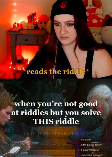 riddles are NOT my strong suit lol, but something about this one just clicked and i was so proud hahah 😂👏🏼 ✨i stream on Twitch! follow me at twitch.tv/theabbyknight✨ #thewitcher3 #gamer #streamer #videogames #twitchclips