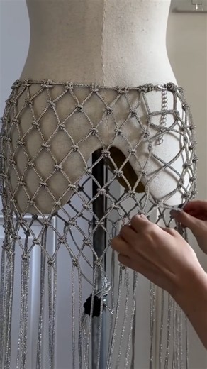 How to lace up rhinestone skirt #diy #handmade #macrametutorial #rhinestone #skirt #macrame