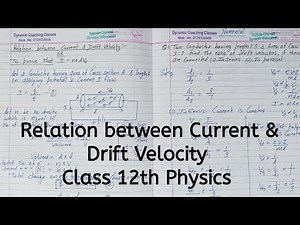 Relation between Current and Drift Velocity, Chapter 3, Current Electricity, Class 12 Physics