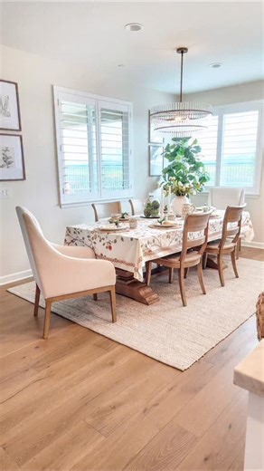 Sheila~ Coastal Home Styling on Instagram: "My Dining table is a wonderful space to add some Spring Style with lots of fun textures! I enjoyed bringing together this look, starting with a beautiful tablecloth from @voytelier (gifted/ad). This is the Chenille Floral Branch style, which comes in many sizes. I love changing things up from an everyday style to a more elevated look, by using a tablecloth as an added base layer. @voytelier has many designs and beautiful Spring prints! Other Spring fav