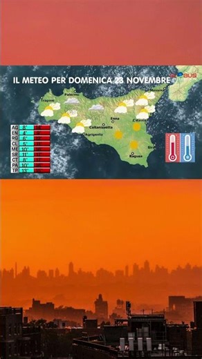 Weather forecast for Sicily for Sunday, November 23, 2025, from GLOBUS Television
