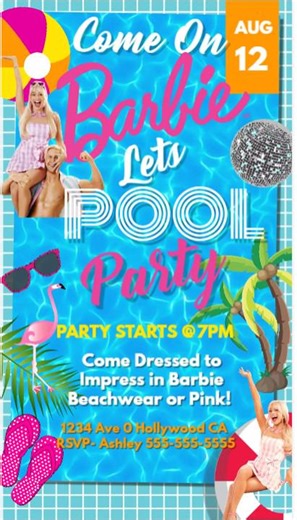 Barbie Pool Party Video Invitation | Cinematic Birthday Invite (digital Download) - Etsy