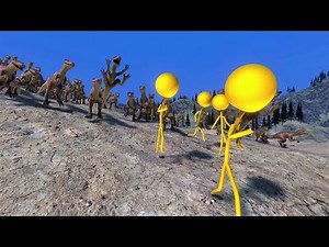 Velociraptor chasing and Stickman running away | Ultimate Epic Battle Simulator【UEBS】