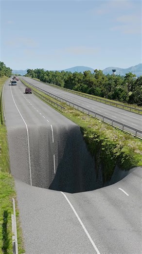 Cars and Buses Challenge the Massive Pit in BeamNG.Drive