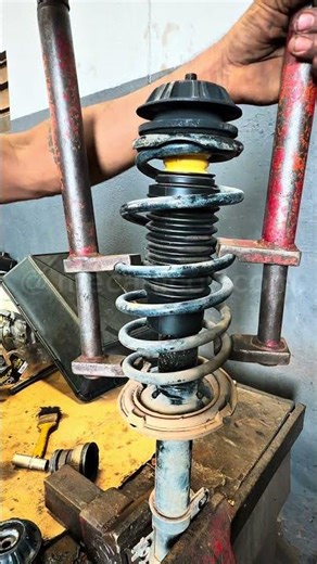 Safe & Easy Way to Compress Shock Springs #MechanicLife #satisfyingfix #motorcyclebuild #restoration