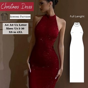 Halter Neck Maxi Dress Sewing Pattern: Christmas, Prom, Cocktail (PDF Pattern) - Etsy