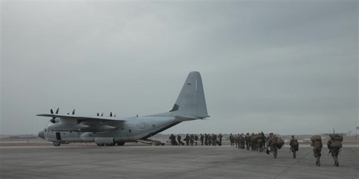 Marines deploy from Cherry Point Air Station to Guantanamo Bay, Cuba.
