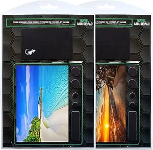 Mouse Pad Adhesive Bottom - Sticks to Any Surface - Portable - Webcam Covers and Screen Cleaner Included (2 Pack - Beach Set)