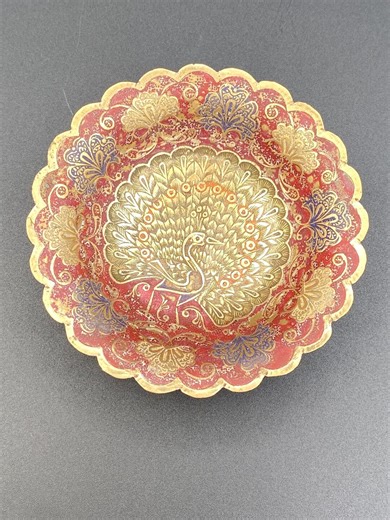 Vintage Brass Cloisonné Bowl With a Peacock Pattern - Etsy