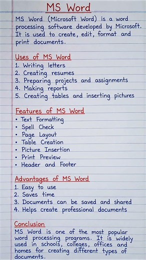 MS Word | Uses, Features, Advantages and Conclusion