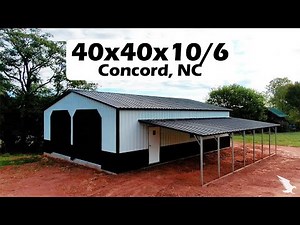 40x40x10/6 Double Metal Garage with Lean-To in Concord, NC