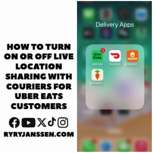 How to turn on or off live location sharing feature with couriers on Uber Eats for customers. #ubereats #fooddelivery #grocerydelivery #ryryjanssen