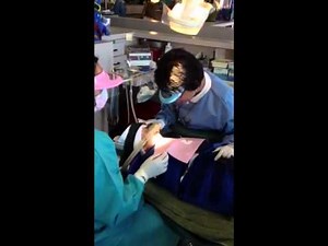 Little boy cries in the dentist