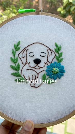 Puppy hand embroidery design for beginners #handbroidery