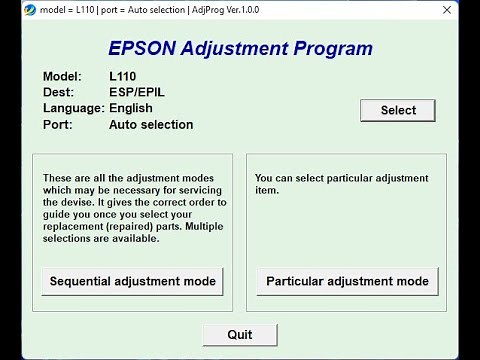 How to Reset Epson L110 using Resetter