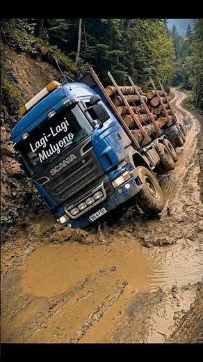 Insane! Scania Truck Battles Deep Mud Road – Almost Tips Over! 😱