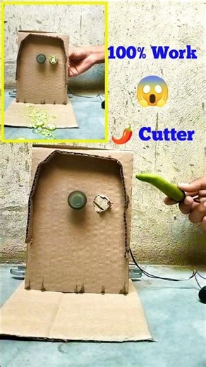 DIY Mini Automatic Chilli Cutter with DC Motor | Powerful Cardboard Machine 🔥