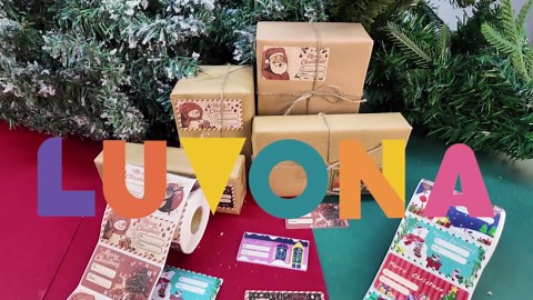 Christmas Gift Tags, 500 PCS Self-Adhesive to Name Stickers, 2.95 x 1.6 Inch Brown Kraft Labels for Xmas Presents, Gift Bags, Wrapping Paper, Holiday Decorations