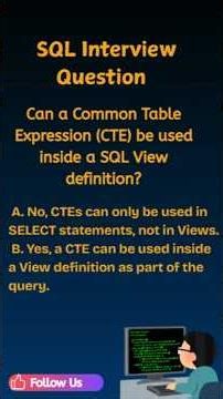 SQL Interview Question: Can We Use a CTE Inside a View? #sql #sqlinterviewquestionsandanswers