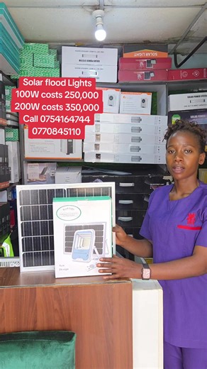 Solar flood Lights available in 100W and 200W. These will light up your dark space until morning. Call or whatsapp us on 0754164744 0770845110 for orders and delivery.