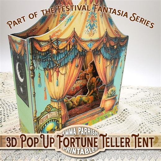Fortune Teller Tent, Pop up Book Nook, Junk Journal, Home Decor Display, Pop up Card, Mailable Papercraft Gift, Festival Fantasia Series - Etsy
