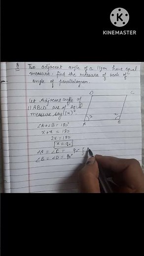 Two adjacent angles of a parallelogram have equal Find the measure of each of the angles of the