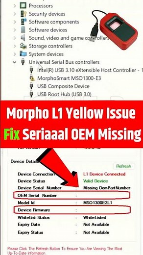 Morpho L1 Device installation (Yellow Mark & Serial No. Missing) | PC Computer 10 11 Me Nhi Chalra