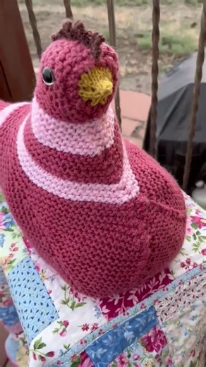 Hand Knit Emotional Support Chicken: Pink Cozy Comfort Stuffie - Etsy UK