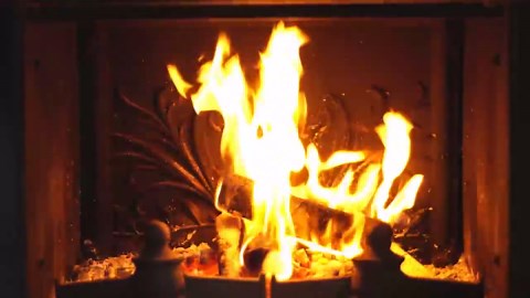 Christmas Yule Log Fireplace with Music
