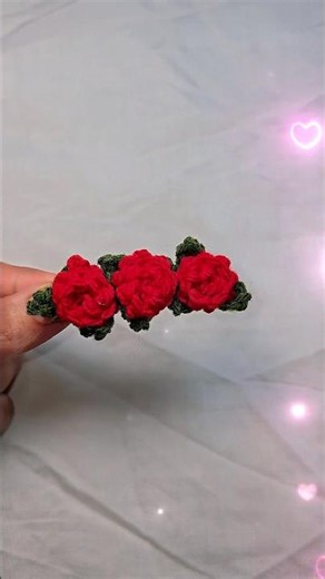 Mini Crochet Rose Hair Clip in Just 10 Minutes! 🌹 Easy Beginner Tutorial #shorts