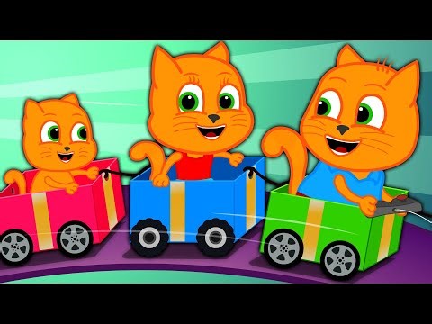 Cats Family in English - Let's go on a train journey Cartoon for Kids