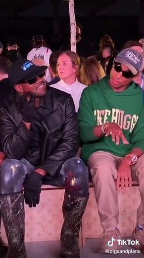 YE AND PHARRELL Vibing at Virgil Abloh's Louis Vuitton Show